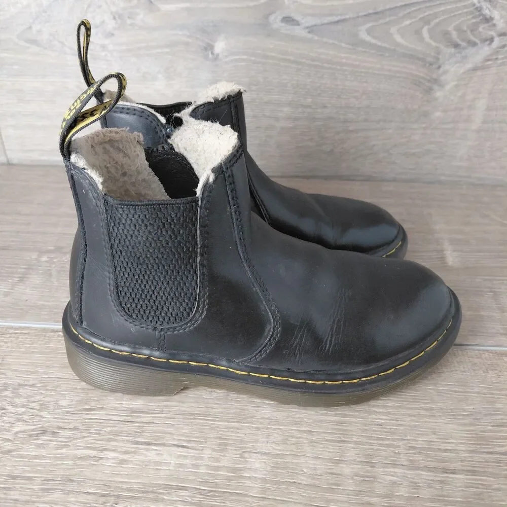 Dr. Martens 2976 Chelsea Boots Kids Size 12 Black Leather Leonore Side Zip Ankle